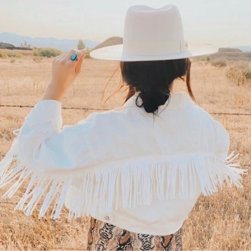 White Fringe Denim Jacket